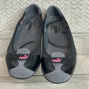 Puma Black and Gray Loafers with Pink Accents